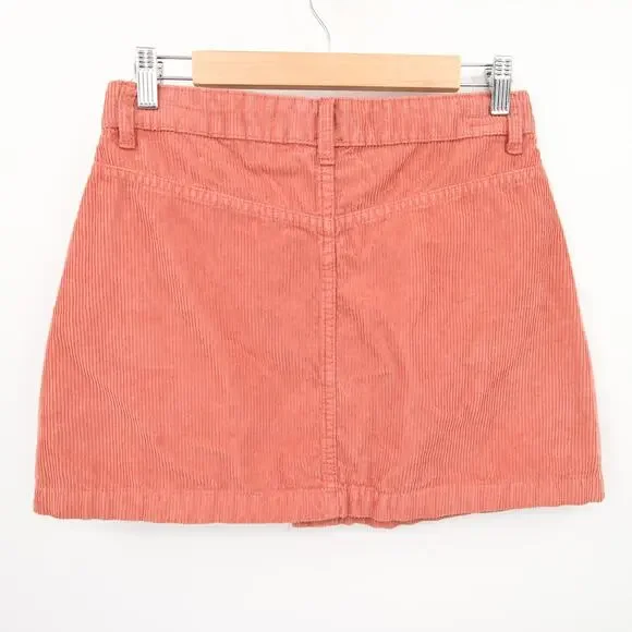 Free People Skirt Burnt Orange Corduroy Ray Cord Mini Button Front High Rise 6 - Picture 12 of 12